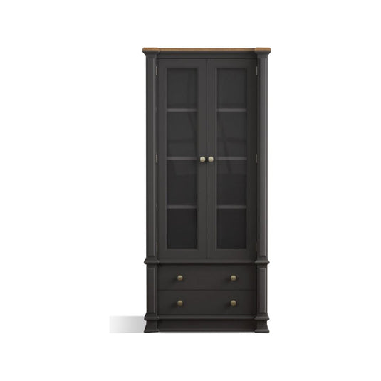 Bewley Oak and Charcoal Grey Painted Glazed Display Cabinet
