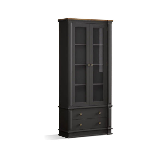 Bewley Oak and Charcoal Grey Painted Glazed Display Cabinet