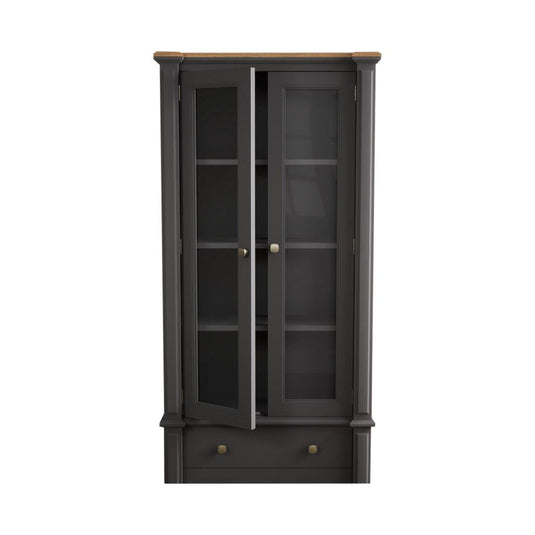 Bewley Oak and Charcoal Grey Painted Glazed Display Cabinet