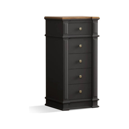 Bewley Oak and Charcoal Grey Painted 5 Drawer Tallboy