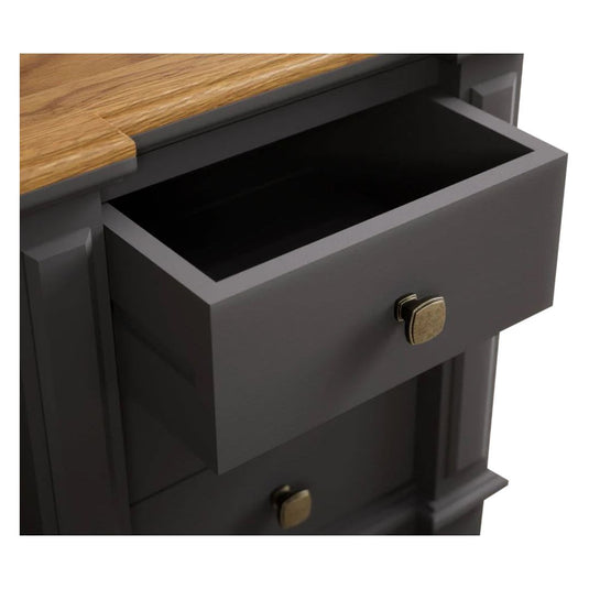 Bewley Oak and Charcoal Grey Painted 3 Drawer Bedside Chest