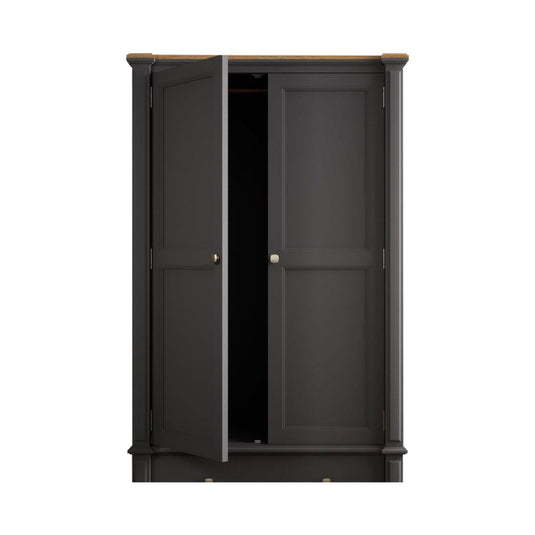 Bewley Oak and Charcoal Grey Painted Double Wardrobe