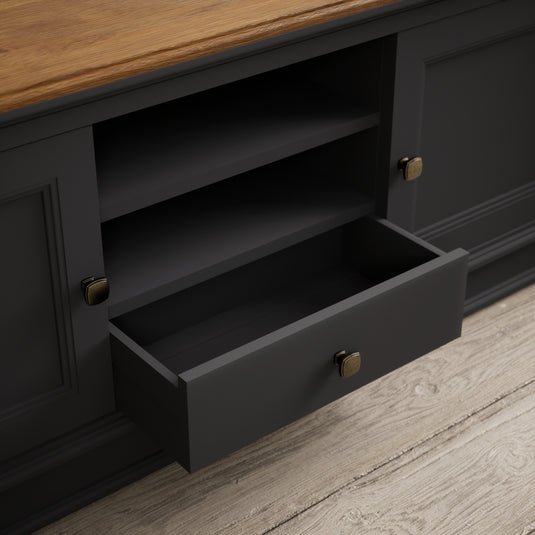 Bewley Oak and Charcoal Grey Painted Super Wide TV Cabinet