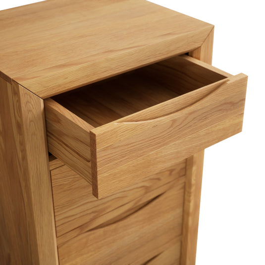 Paxton Solid Oak 5 Drawer Tallboy Chest
