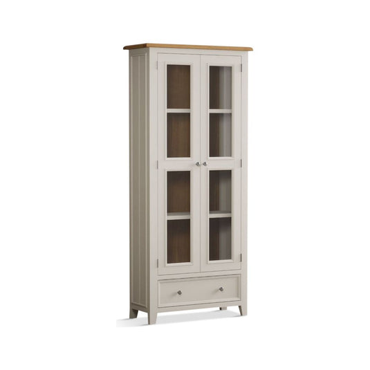 Hemsby Oak and Soft White Painted Glazed Display Cabinet