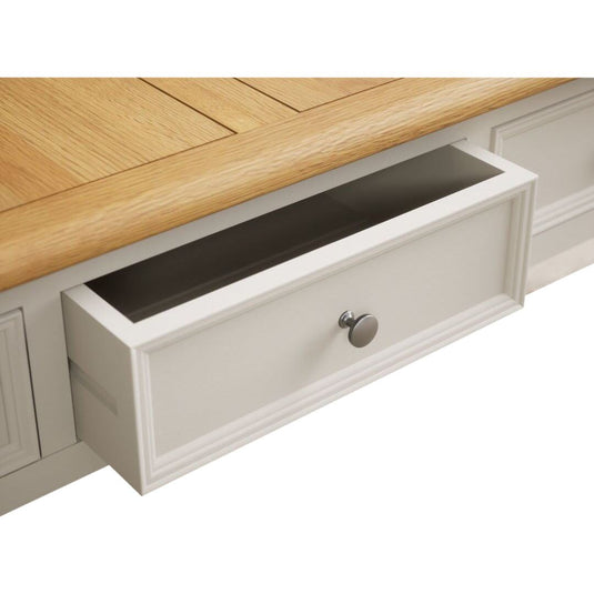 Hemsby Oak and Soft White Painted Extra Large 6 Drawer Coffee Table