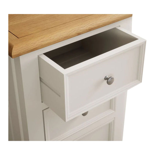 Hemsby Oak and Soft White Painted 5 Drawer Tallboy