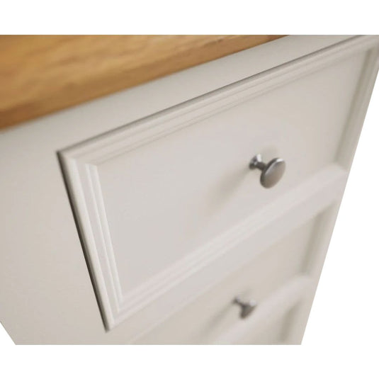 Hemsby Oak and Soft White Painted 5 Drawer Tallboy