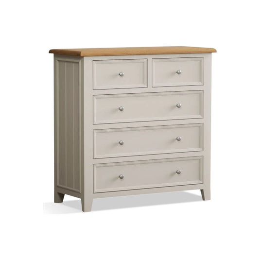 Hemsby Oak and Soft White Painted 2 Over 3 Chest of drawers
