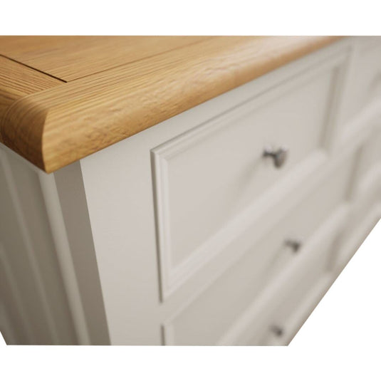 Hemsby Oak and Soft White Painted Wide Chest Of Drawers