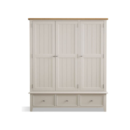 Hemsby Oak and Soft White Painted Triple Wardrobe