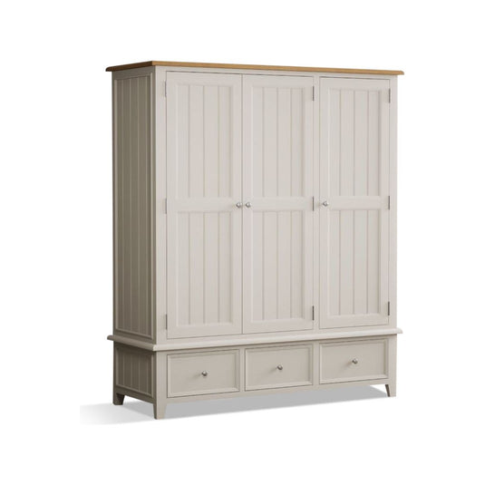Hemsby Oak and Soft White Painted Triple Wardrobe