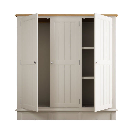 Hemsby Oak and Soft White Painted Triple Wardrobe