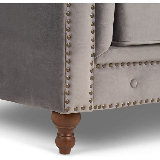 Wellington Chesterfield Light Grey Velvet 2 Seater Sofa Sofa Wellington