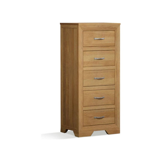 Bellingham Solid Oak 5 Drawer Tallboy