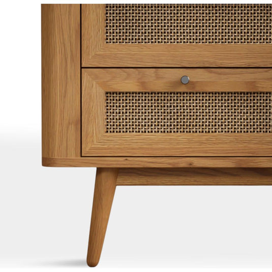 Oak Rattan 2 Over 3 Chest of Drawers Chest of Drawers Oak Rattan