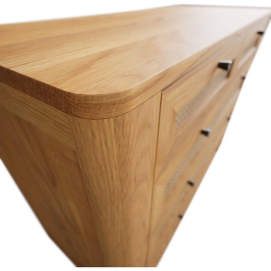 Oak Rattan 2 Over 3 Chest of Drawers Chest of Drawers Oak Rattan