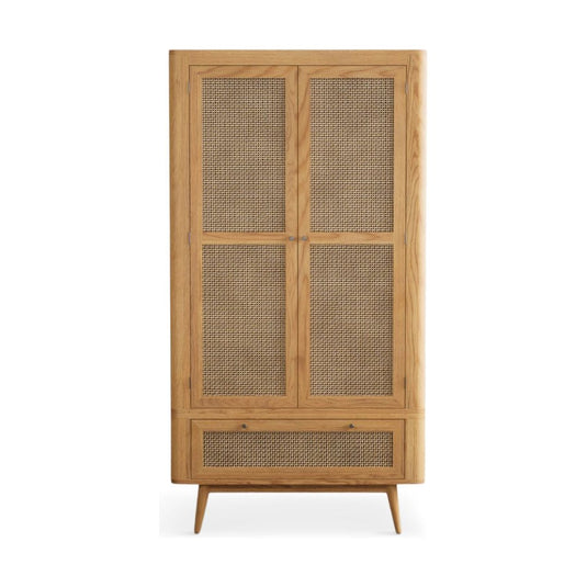 Oak Rattan Double Wardrobe Wardrobes Oak Rattan