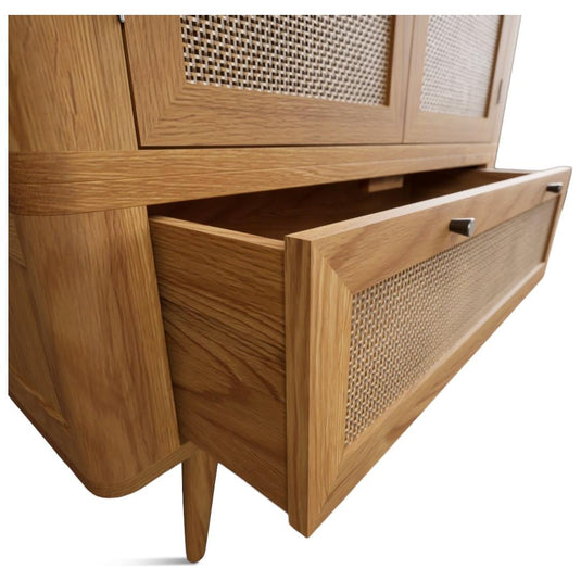 Oak Rattan Double Wardrobe Wardrobes Oak Rattan