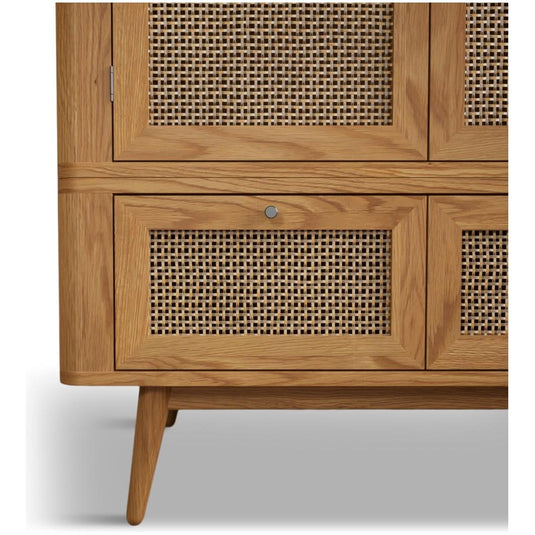 Oak Rattan Triple Wardrobe Wardrobes Oak Rattan