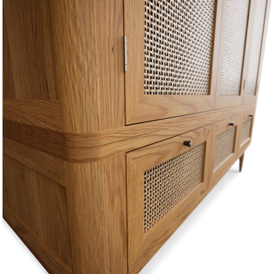 Oak Rattan Triple Wardrobe Wardrobes Oak Rattan
