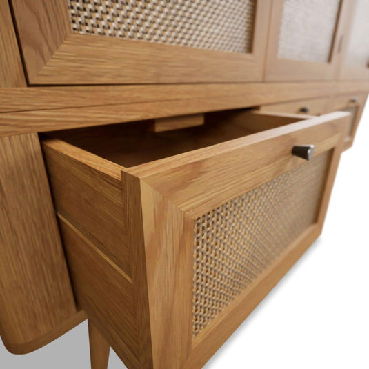 Oak Rattan Triple Wardrobe Wardrobes Oak Rattan