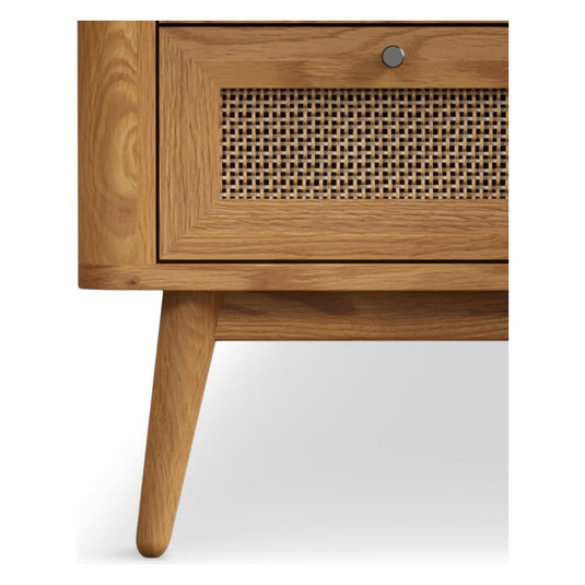 Oak Rattan 2 Drawer Bedside Chest Bedside Tables Oak Rattan