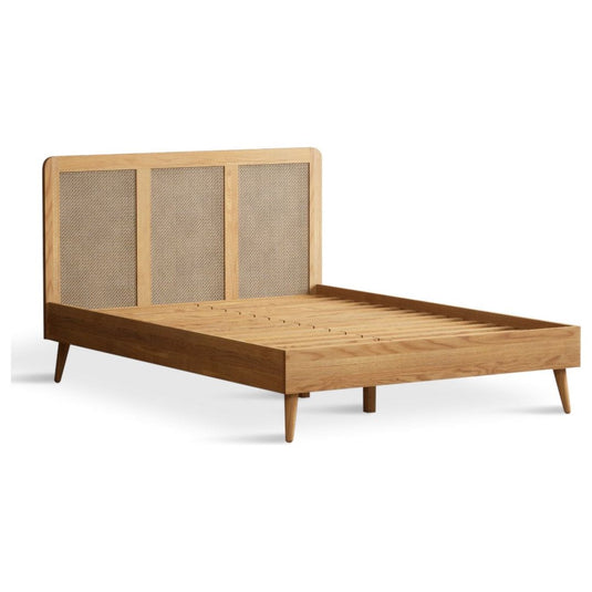 Oak Rattan Double Bed Beds Oak Rattan