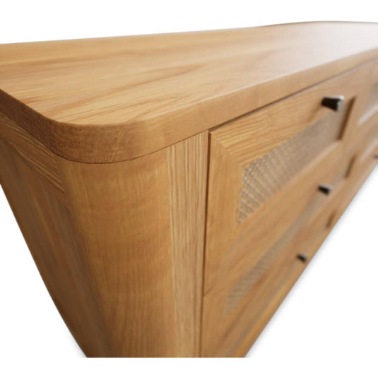 Oak Rattan Wide Chest of Drawers Chest of Drawers Oak Rattan