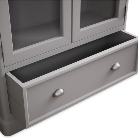 Bridstow Oak and Light Grey Painted Glazed Display Cabinet Storage Bridstow