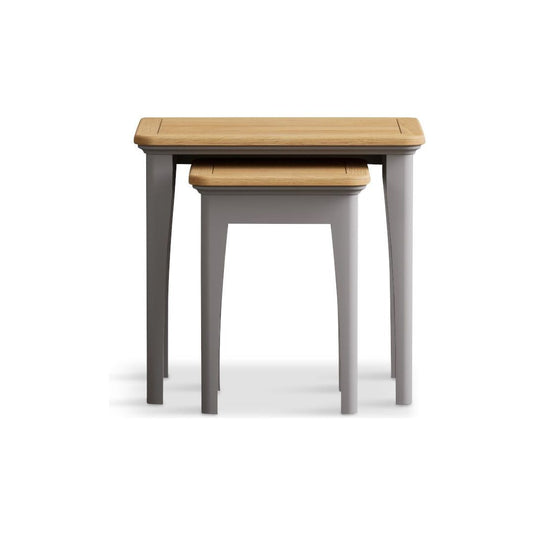 Bridstow Oak and Light Grey Painted Nest Of Tables Occasionals Bridstow
