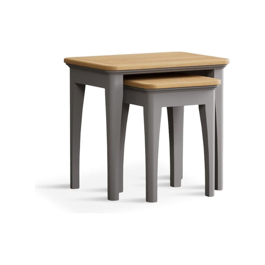 Bridstow Oak and Light Grey Painted Nest Of Tables Occasionals Bridstow