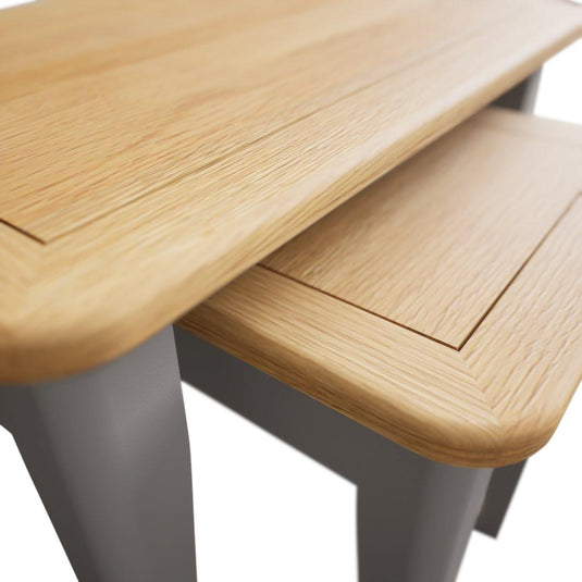 Bridstow Oak and Light Grey Painted Nest Of Tables Occasionals Bridstow