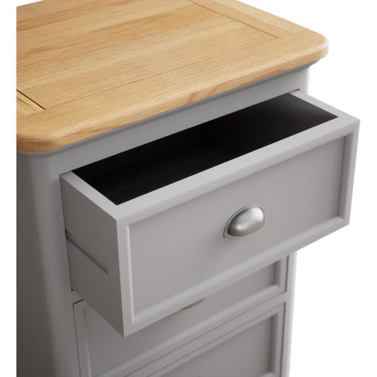 Bridstow Oak and Light Grey Painted 5 Drawer Tallboy Storage Bridstow