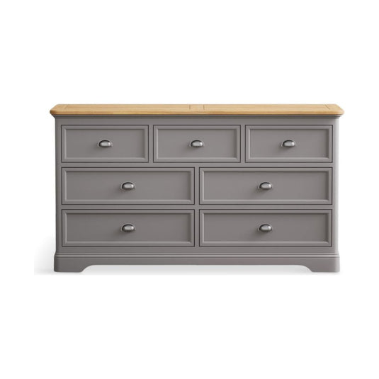 Bridstow Oak and Light Grey Painted Wide Chest Of Drawers Storage Bridstow
