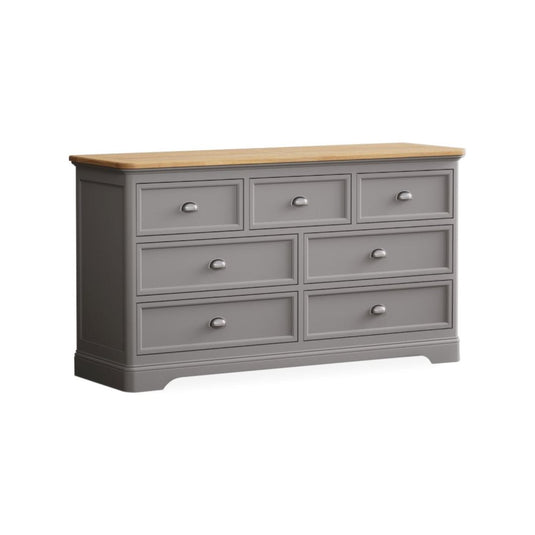 Bridstow Oak and Light Grey Painted Wide Chest Of Drawers Storage Bridstow