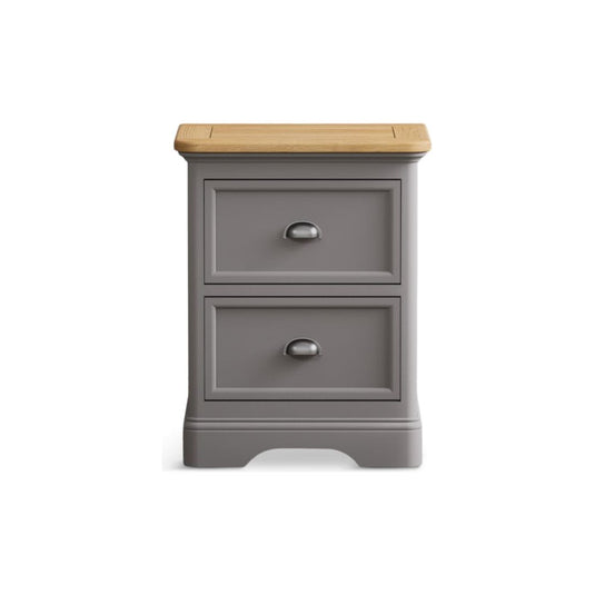 Bridstow Oak and Light Grey Painted 2 Drawer Bedside Chest Storage Bridstow