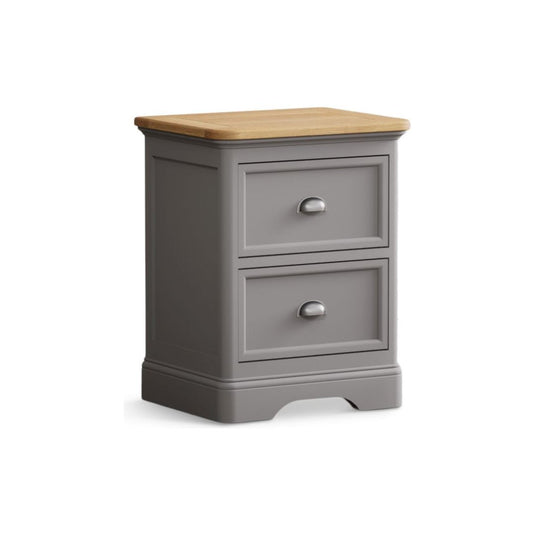 Bridstow Oak and Light Grey Painted 2 Drawer Bedside Chest Storage Bridstow