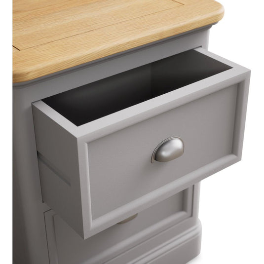 Bridstow Oak and Light Grey Painted 2 Drawer Bedside Chest Storage Bridstow