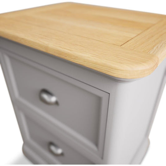 Bridstow Oak and Light Grey Painted 2 Drawer Bedside Chest Storage Bridstow