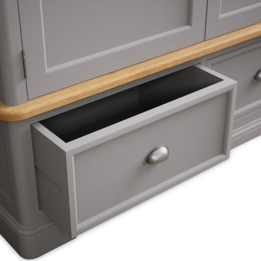 Bridstow Oak and Light Grey Painted Double Wardrobe Storage Bridstow