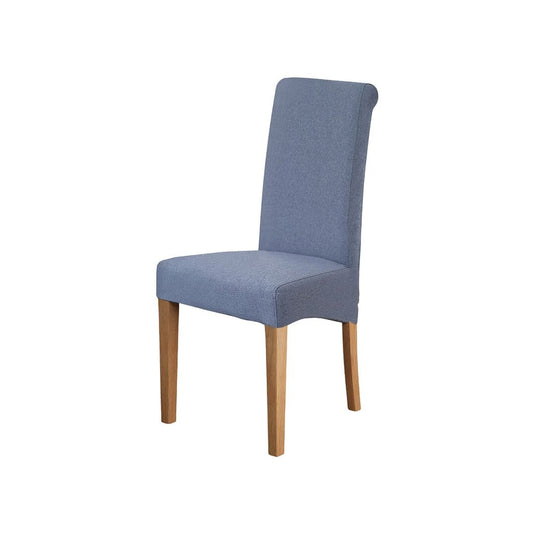 Scroll Back Blue Fabric Dining Chairs (Pair) Dining Chair Scroll Back
