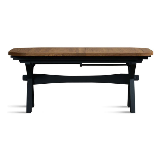 Extending Stoneleigh 180cm Oak and Dark Blue Painted Dining Table
