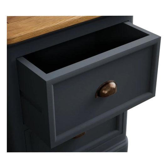 Ashton Oak and Blue Painted 2 Drawer Bedside Chest
