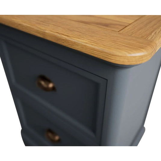 Ashton Oak and Blue Painted 2 Drawer Bedside Chest