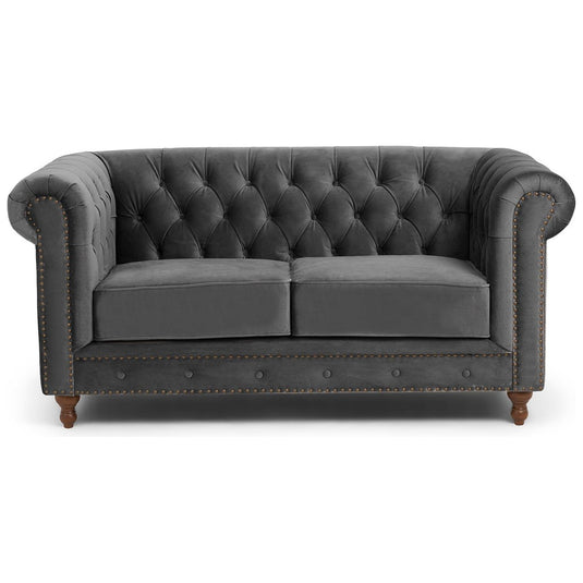 Westminster Chesterfield Dark Grey Velvet 2 Seater Sofa Sofa Westminster