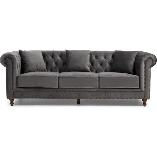 Westminster Chesterfield Dark Grey Velvet 3 Seater Sofa Sofa Westminster