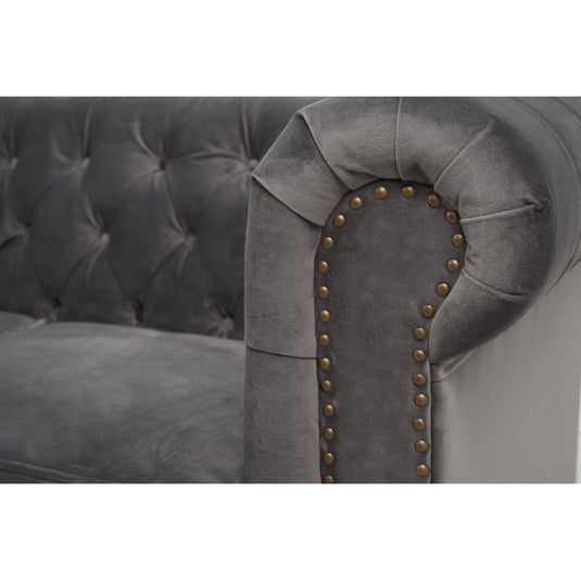 Westminster Chesterfield Dark Grey Velvet 3 Seater Sofa Sofa Westminster