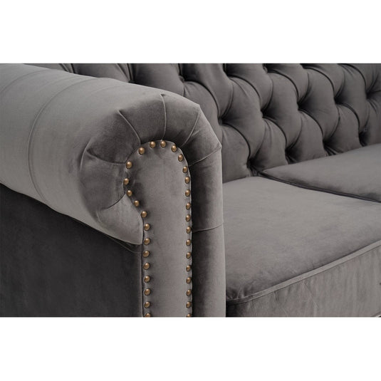 Westminster Chesterfield Dark Grey Velvet 3 Seater Sofa Sofa Westminster