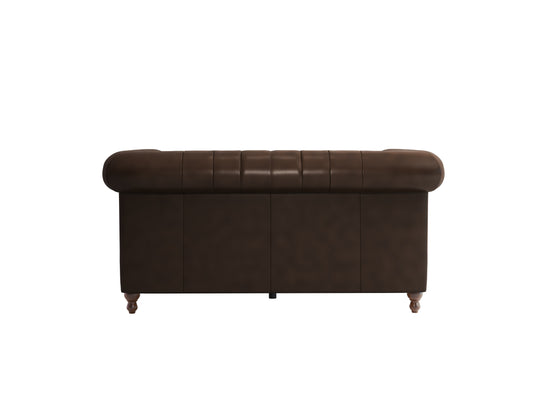 Wellington Chesterfield Brown Leather 2 Seater Sofa